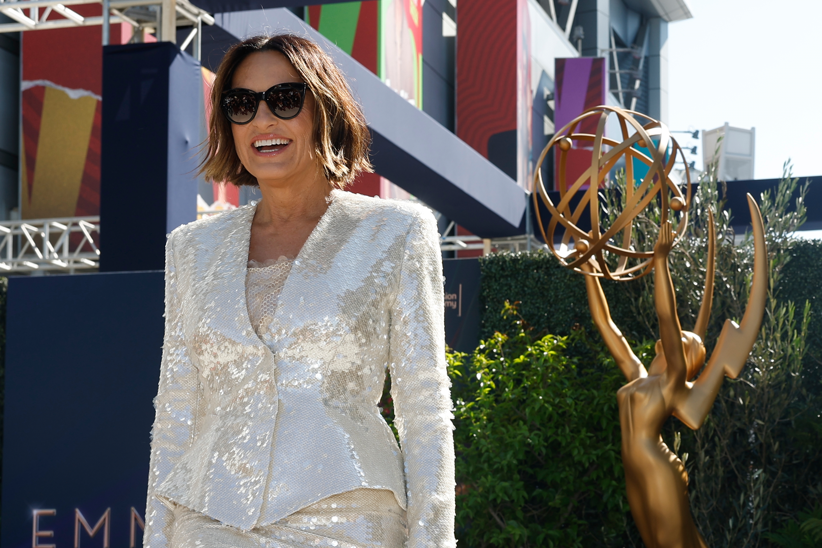 Show host Mariska Hargitay poses for photographs during a press preview for the 78th Primetime Emmy Awards on Thursday, Sept. 10, 2026, in Los Angeles. 