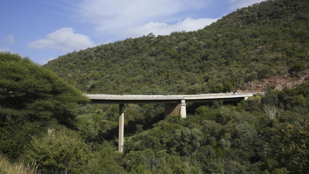 A view of a bridge a day after a bus plunged into a ravine on the Mmamatlakala mountain pass.