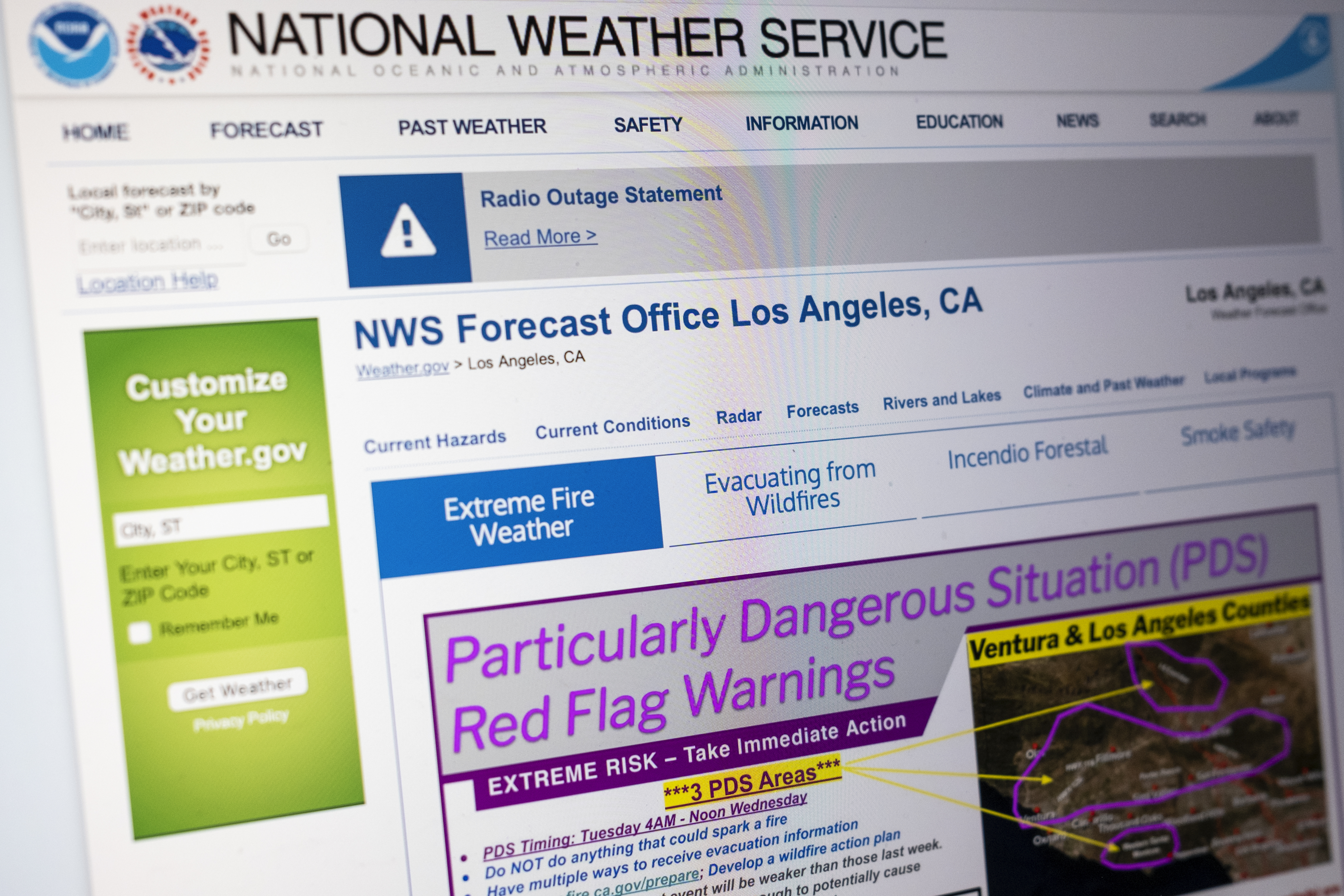 California Wildfires PDS Warnings