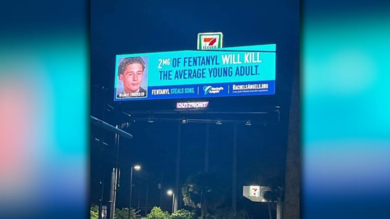 Billboard warning of the dangers of fentanyl