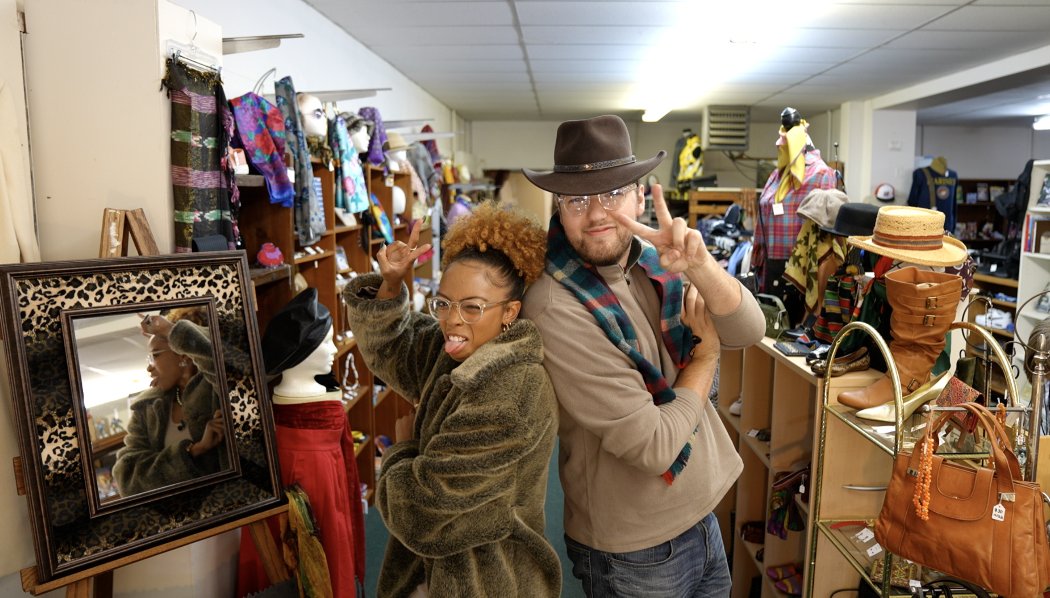 Senior Reporter Tianna Jenkins and Chief Photojournalist Russell Shellberg thrifting at Thriftique in REO Town 