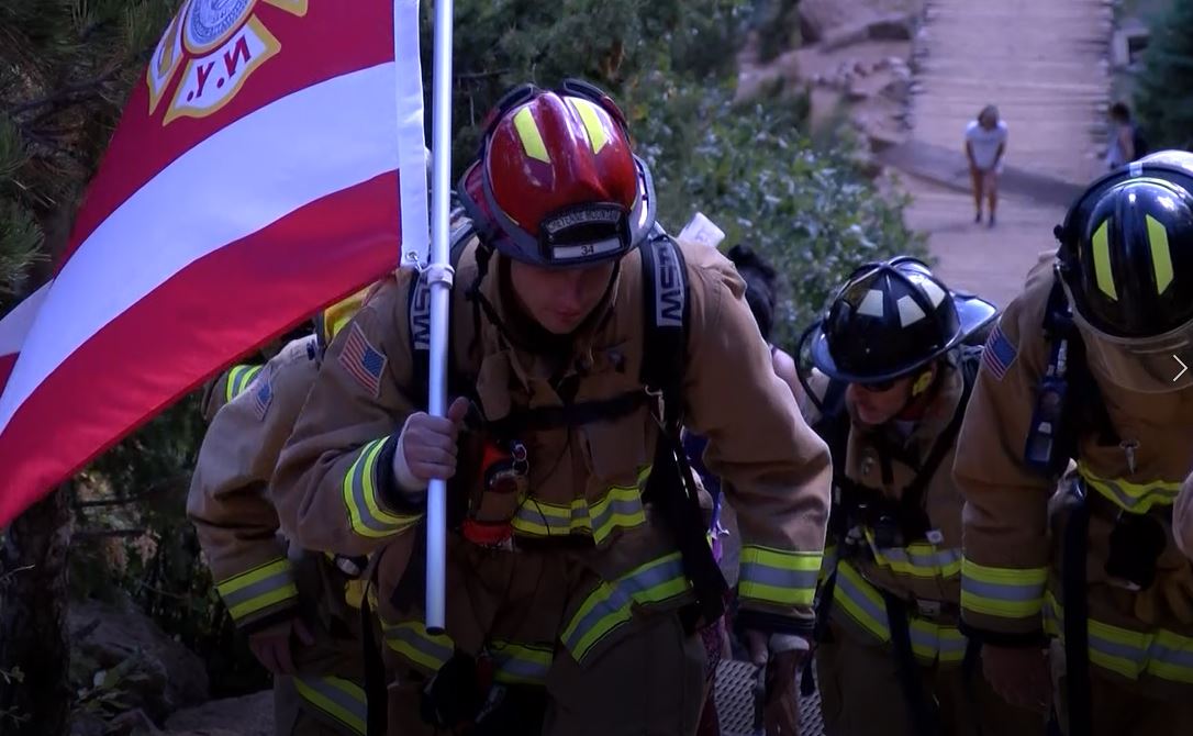 Firefighters climb the Incline on 9-11