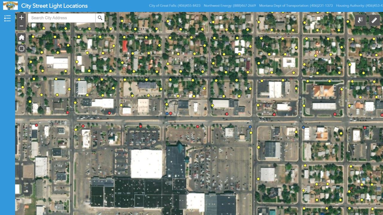 Who to call if a street light is out in Great Falls