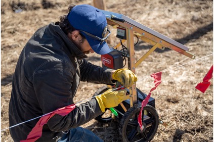 CPW/Rachael Gonzales_The CPW Wolf Conflict Coordinator installs fladry in April 2024. 
