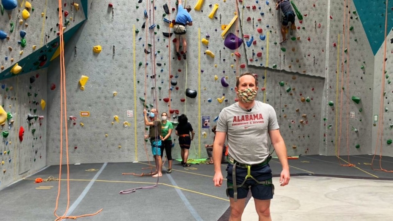 Ready to rock climb at CityROCK