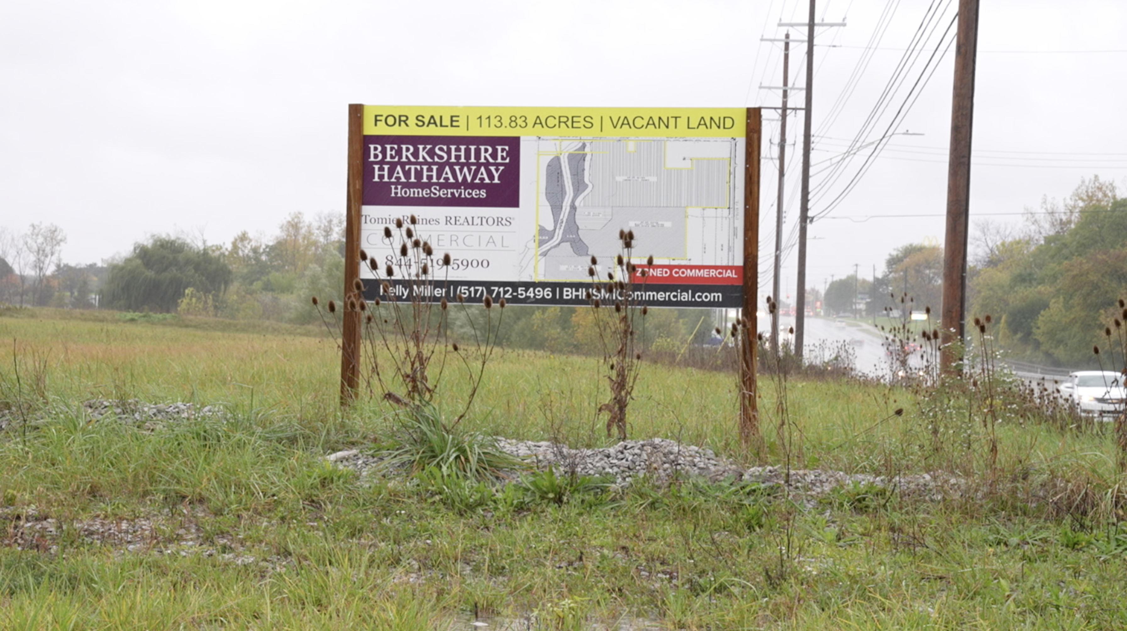 114 acres is up for sale in Delta Township along West Saginaw Highway. 