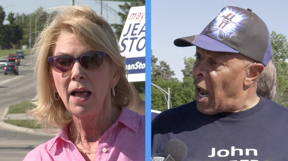 Stothert and Ewing at sign-waving