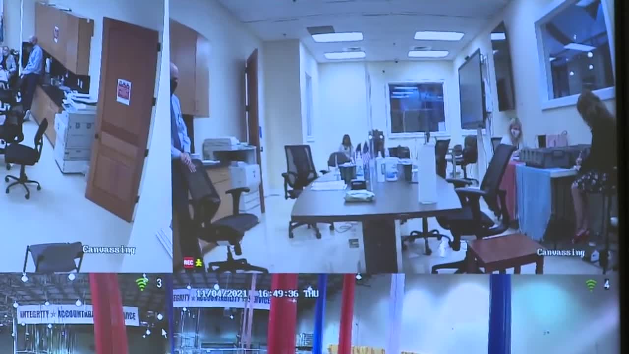 Palm Beach County Canvassing Board seen through security cameras, Nov. 4, 2021