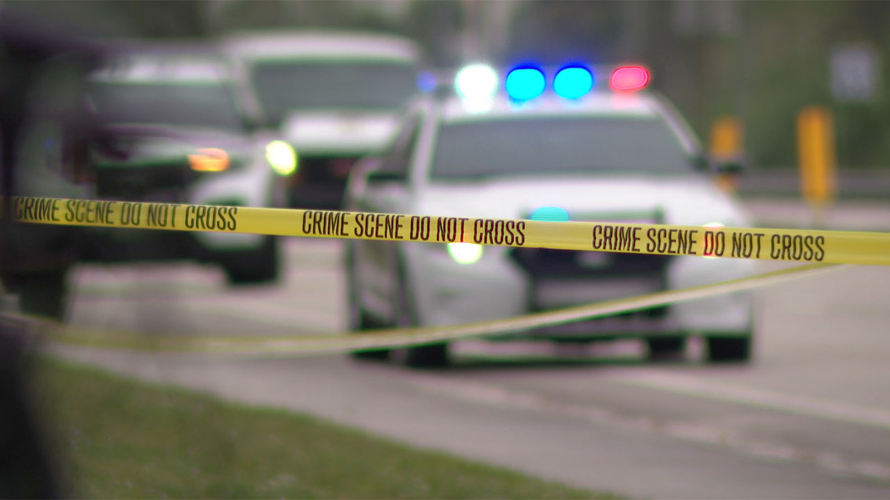 Crime scene tape with police lights, generic