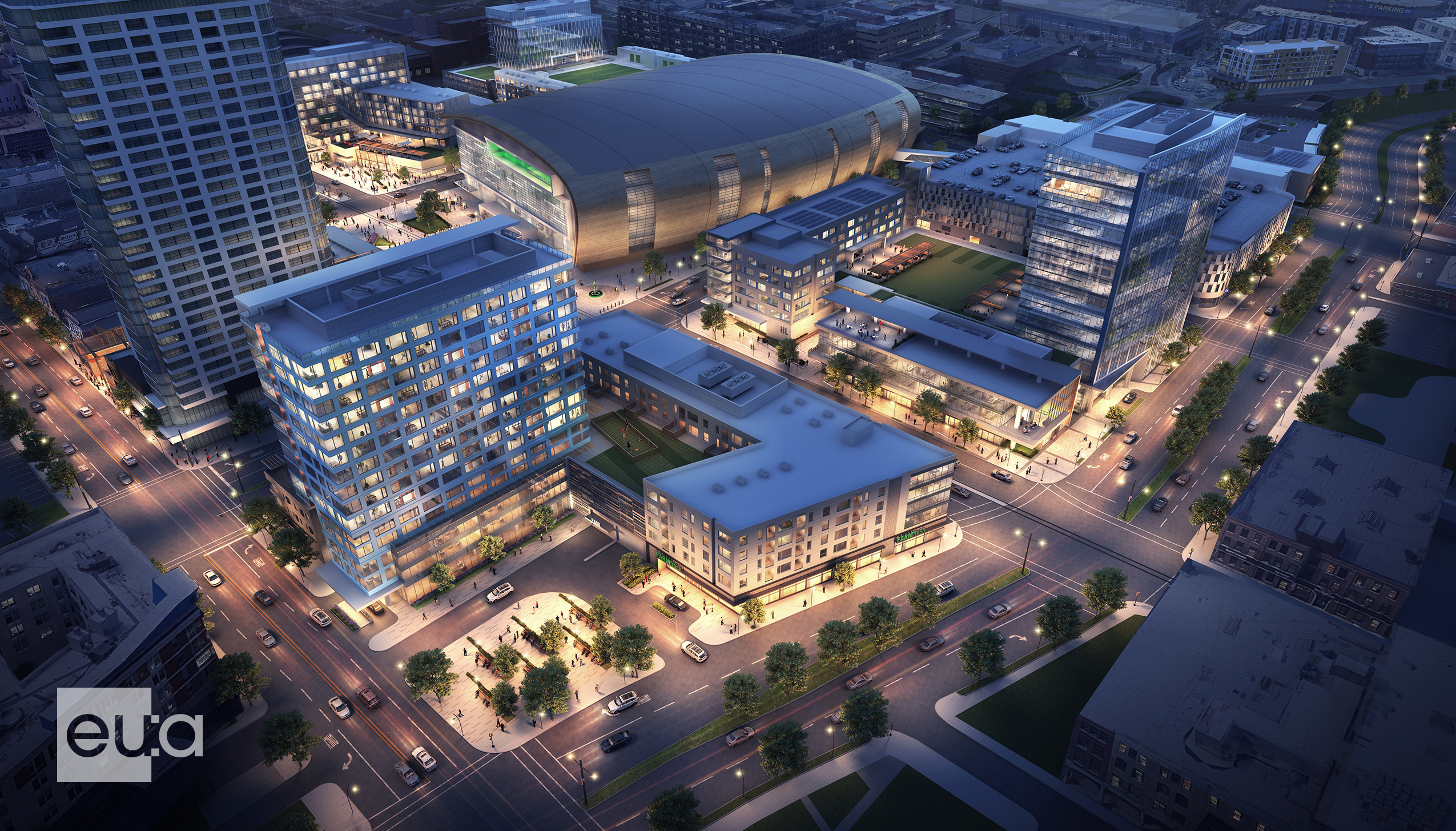 Future development around Fiserv Forum in downtown Milwaukee.