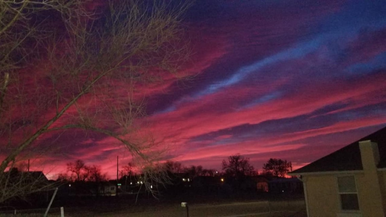 Pink skies this morning over Pueblo