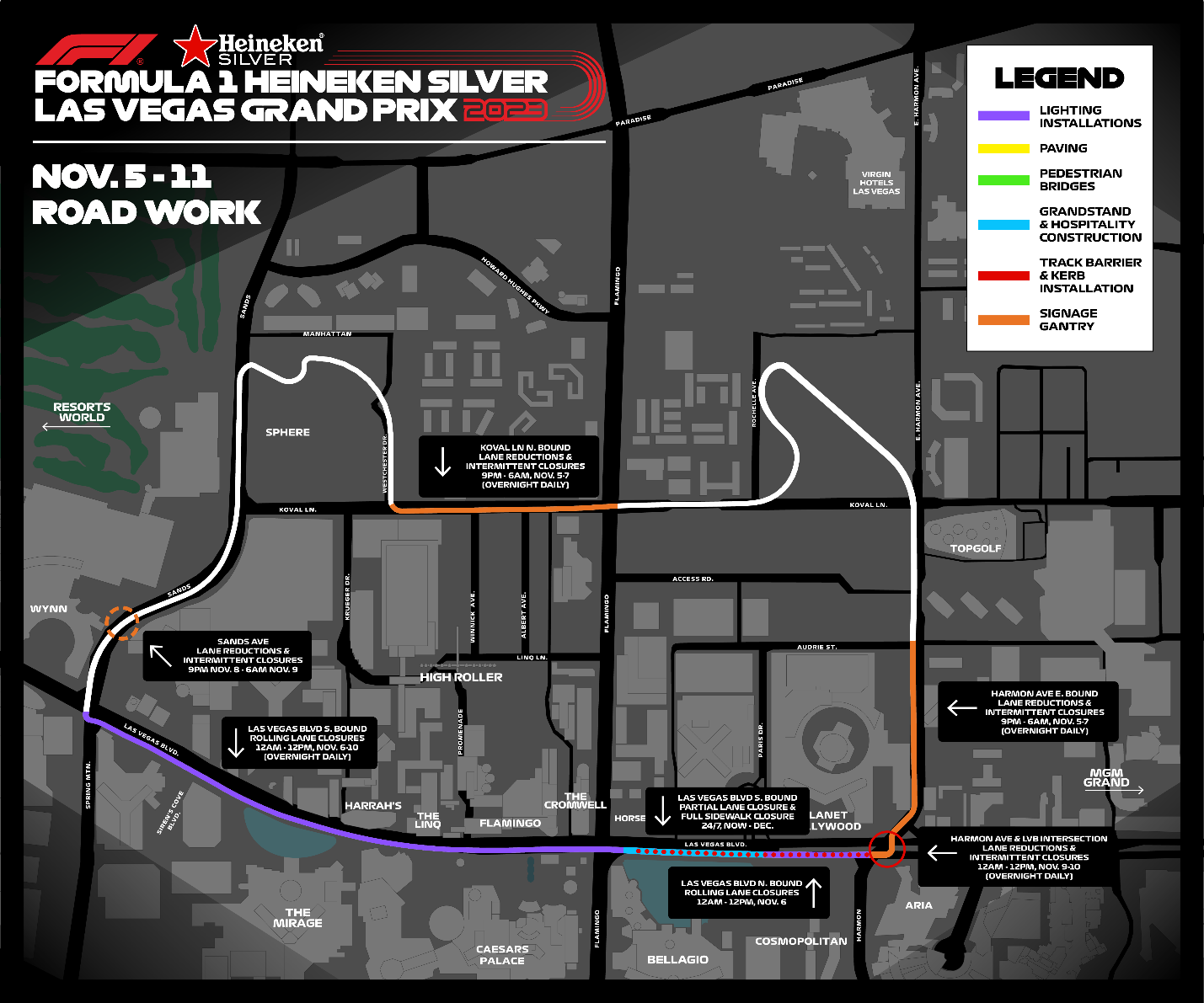Formula 1 road work Nov. 5, 2023