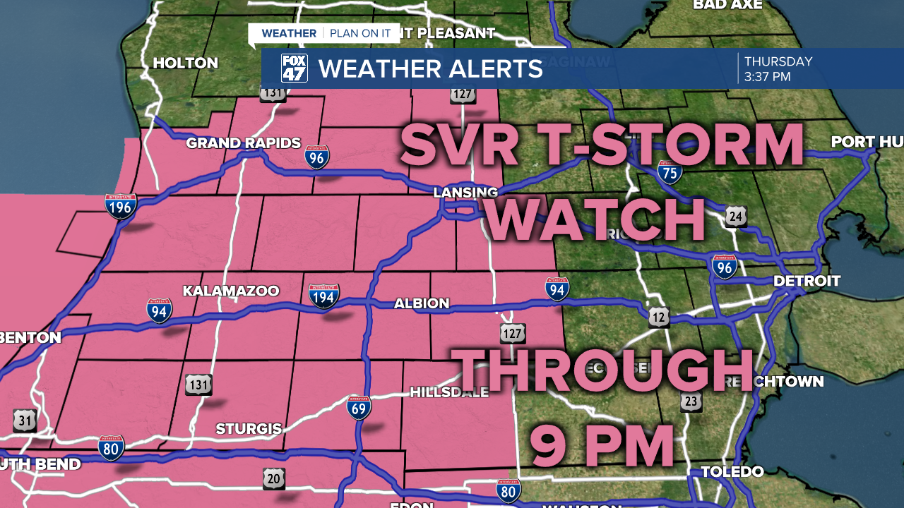 June 13 Severe Thunderstorm watch GFX Lansing 