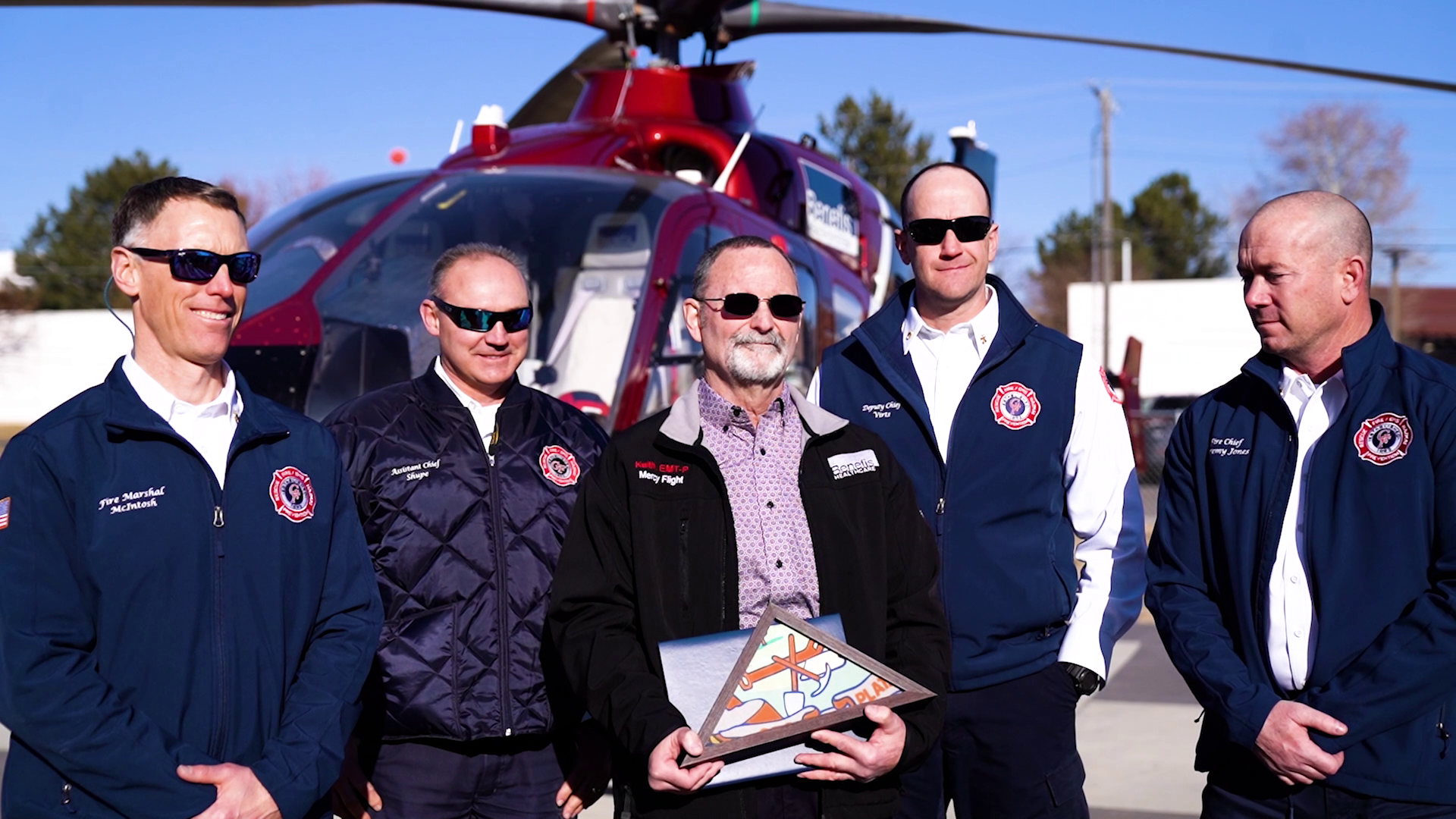 Mercy Flight paramedic Keith Bicsak was honored for 52 years of service. 