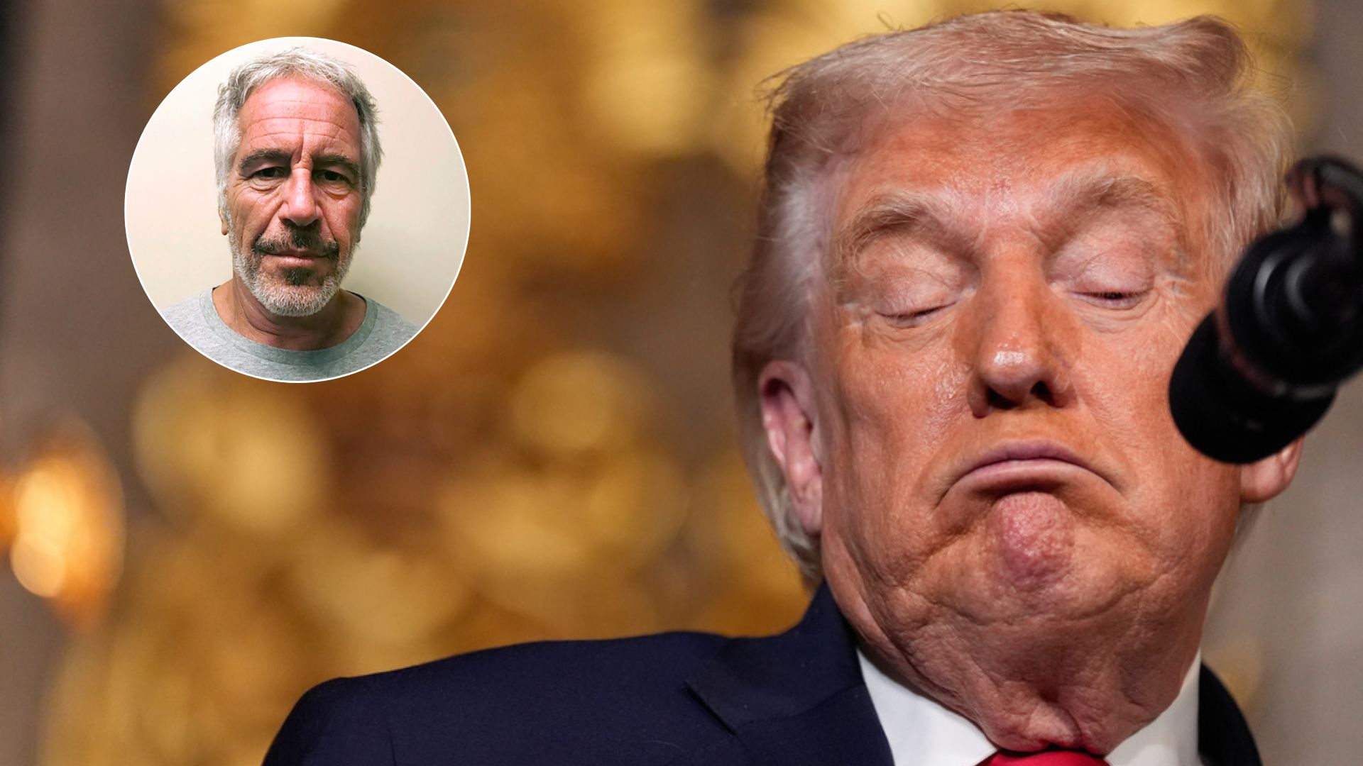 A combination photo of Trump and Epstein