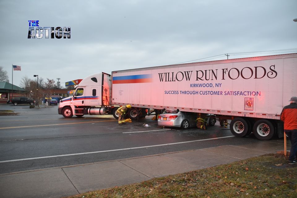 Car Pinned Under Tractor Trailer Following Crash On Niagara Falls Boulevard