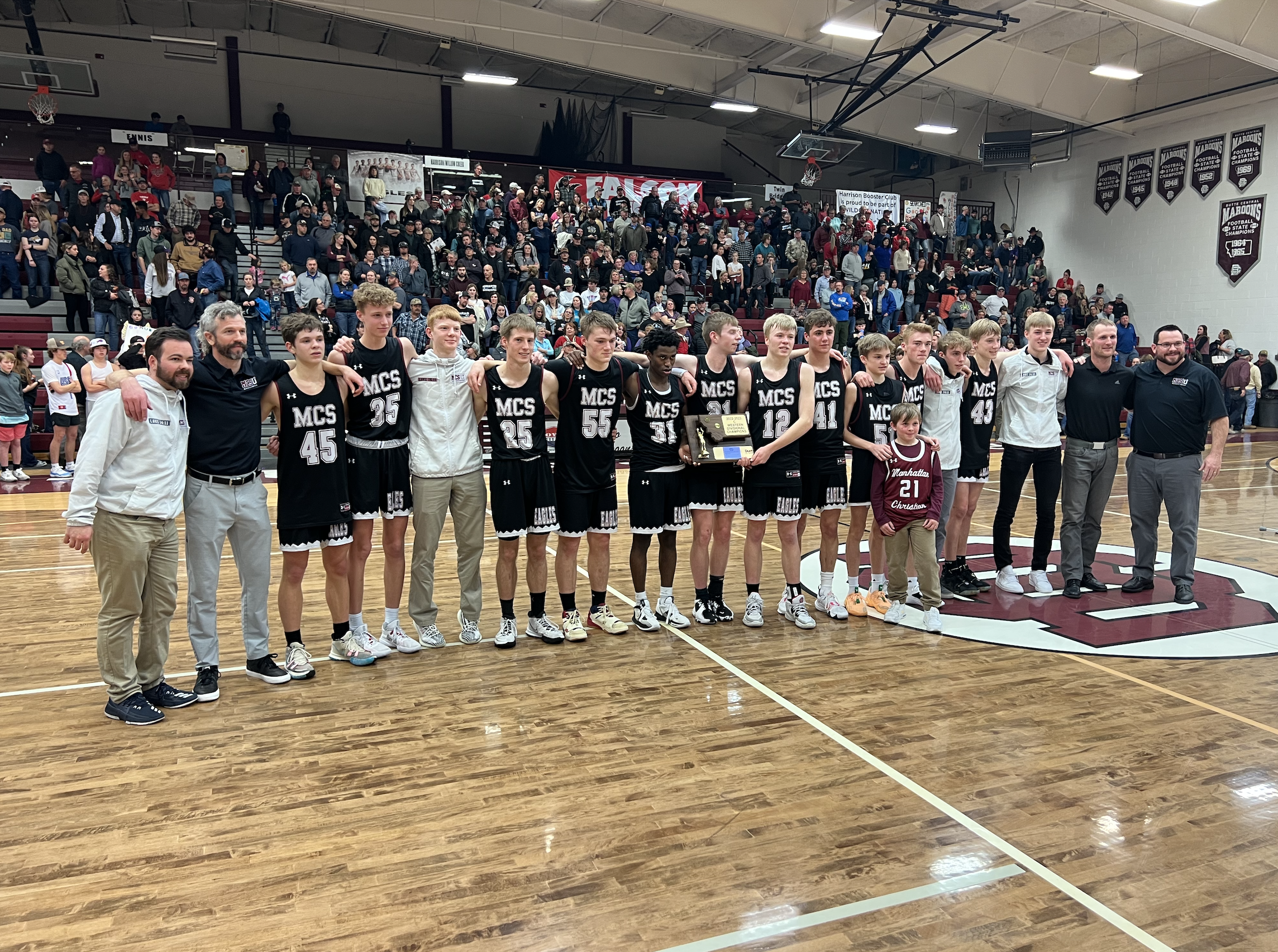 Manhattan Christian routed Harrison-Willow Creek 57-43 to win the Western C divisional championship.