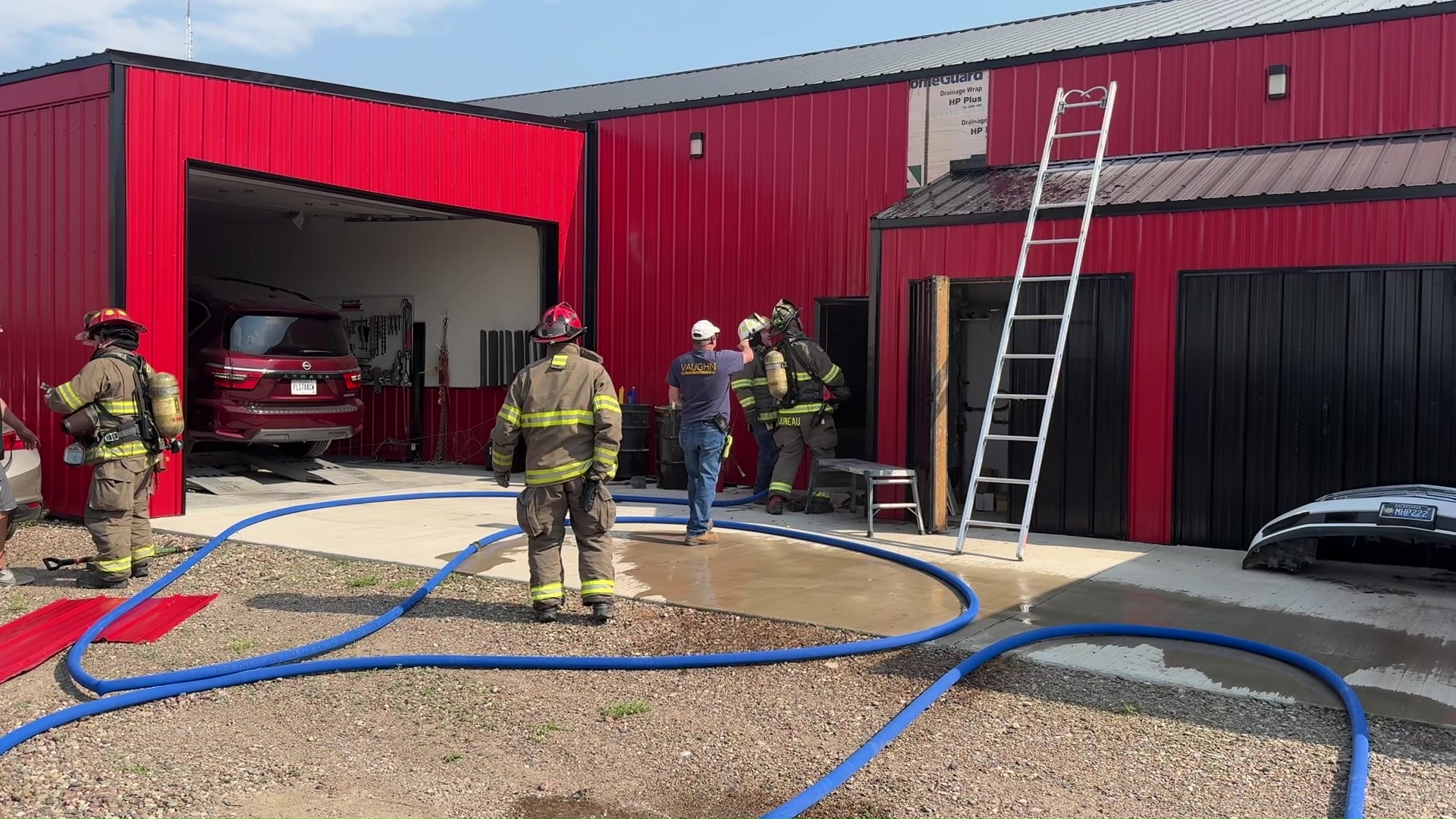 Emergency crews responded to a small fire at Ed's Auto Body Shop in Black Eagle on Thursday, July 11, 2024.