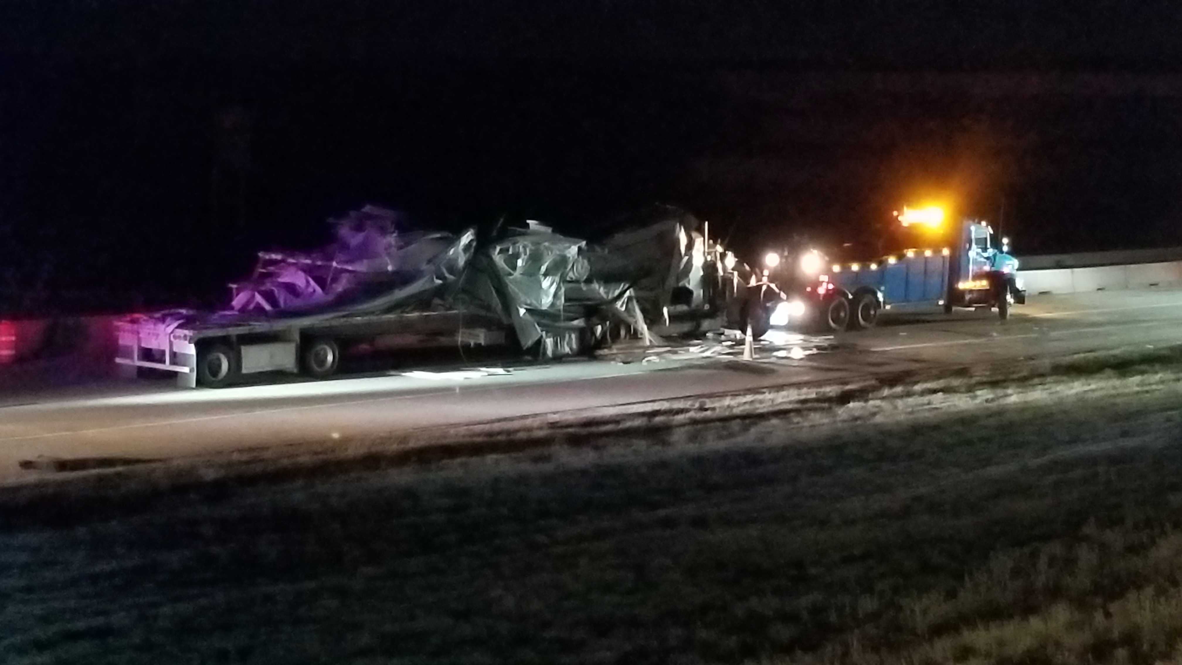 2 semis crash on Interstate 70 at E470 