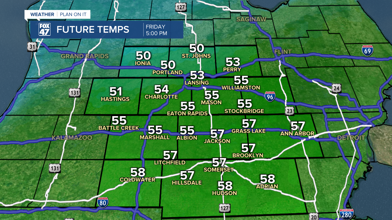 Mid-Michigan Friday High Temps