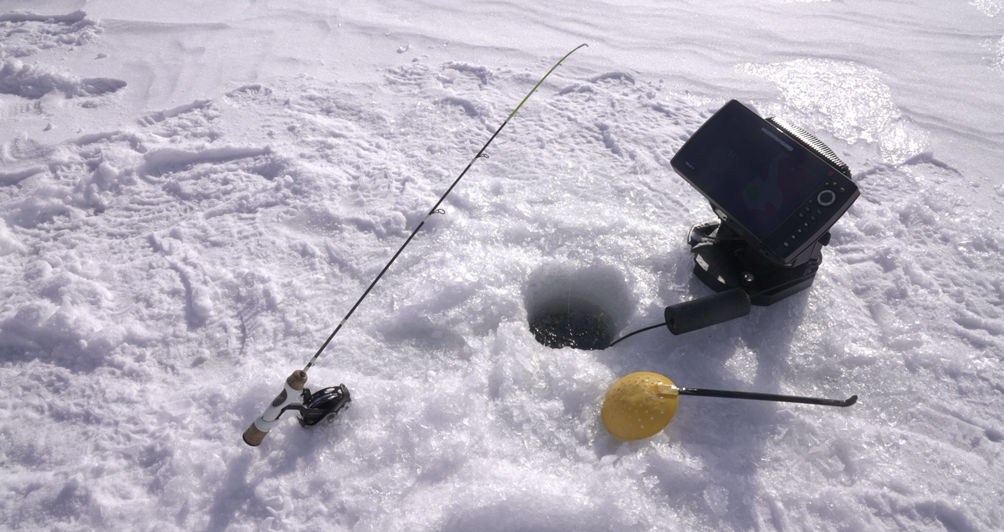 Ice fishing set up on Lake Lansing 