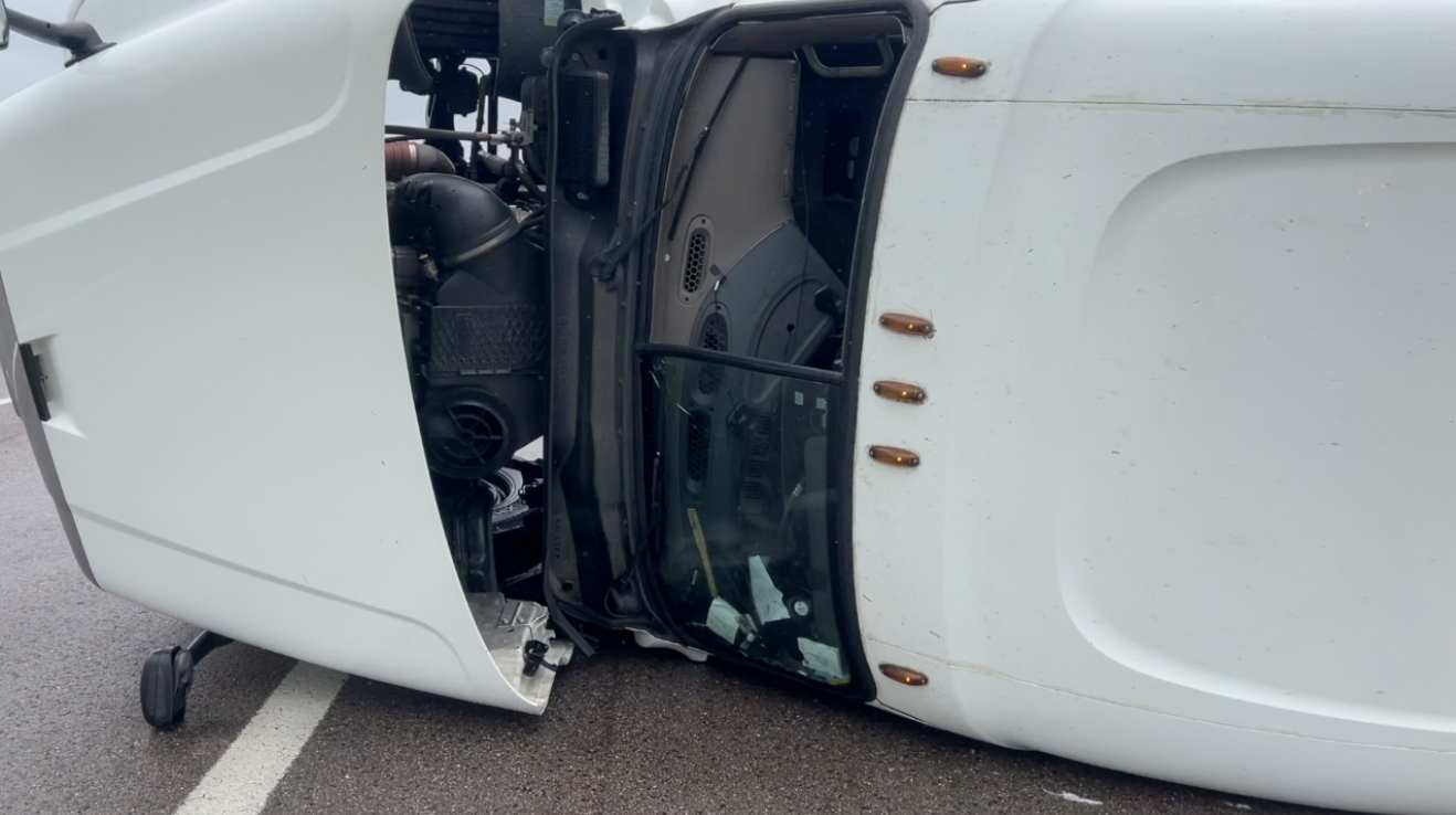 overturned 18-wheeler