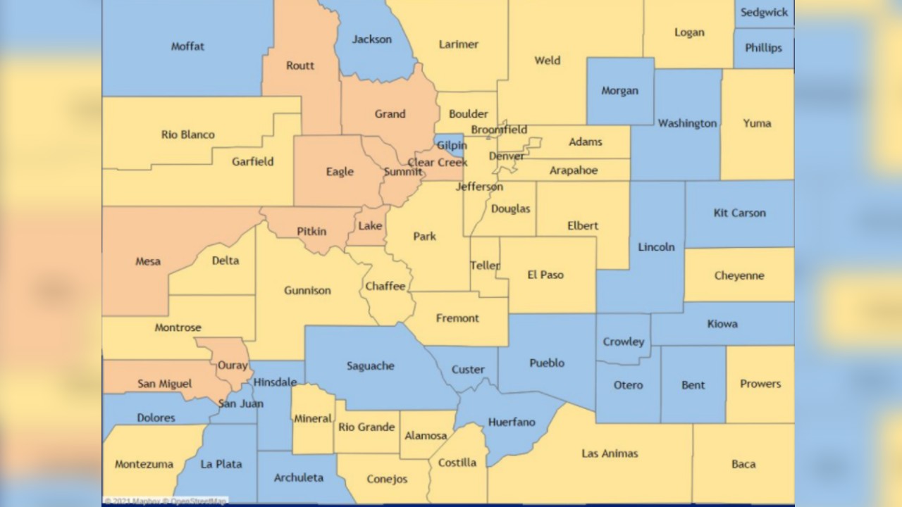 Updated COVID Dial County Map for Feb. 6