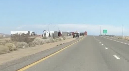 Mojave Semi-trucks tip over