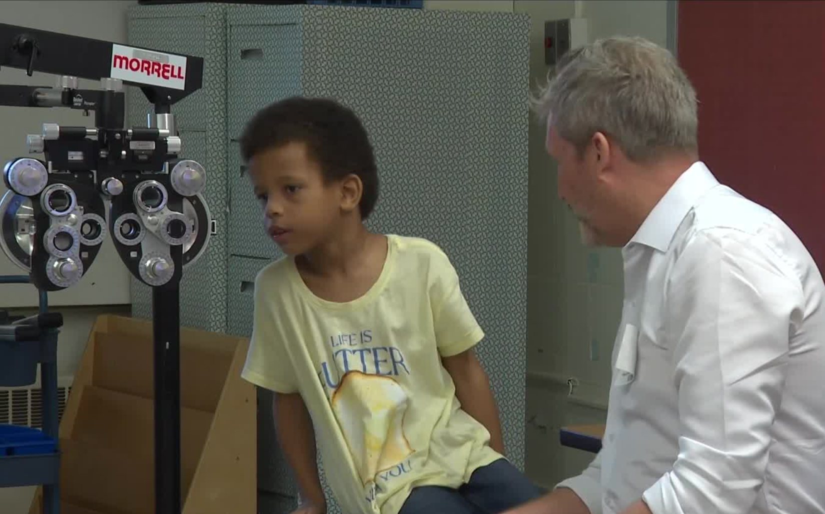 Child at eye exam