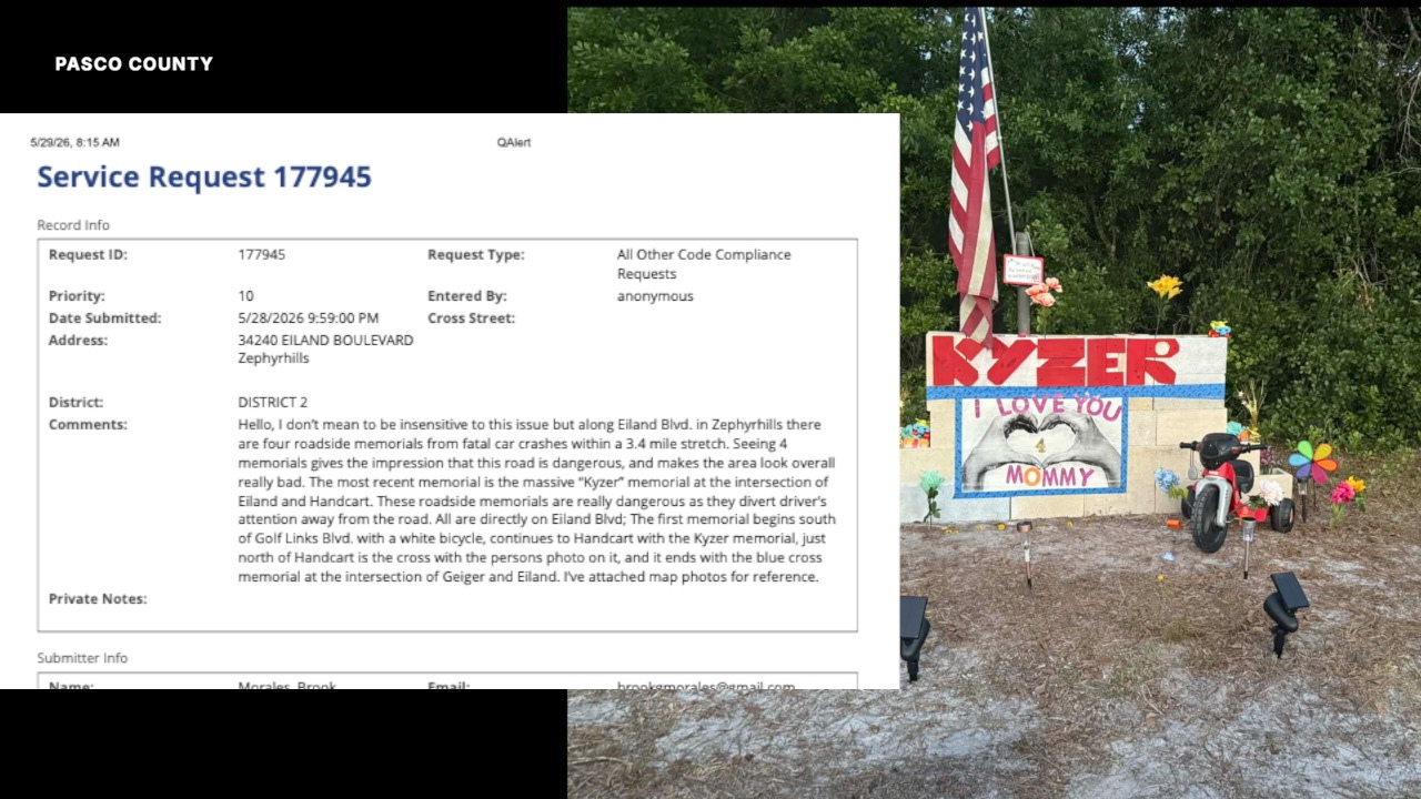 Pasco County pauses roadside memorial removal after public concern