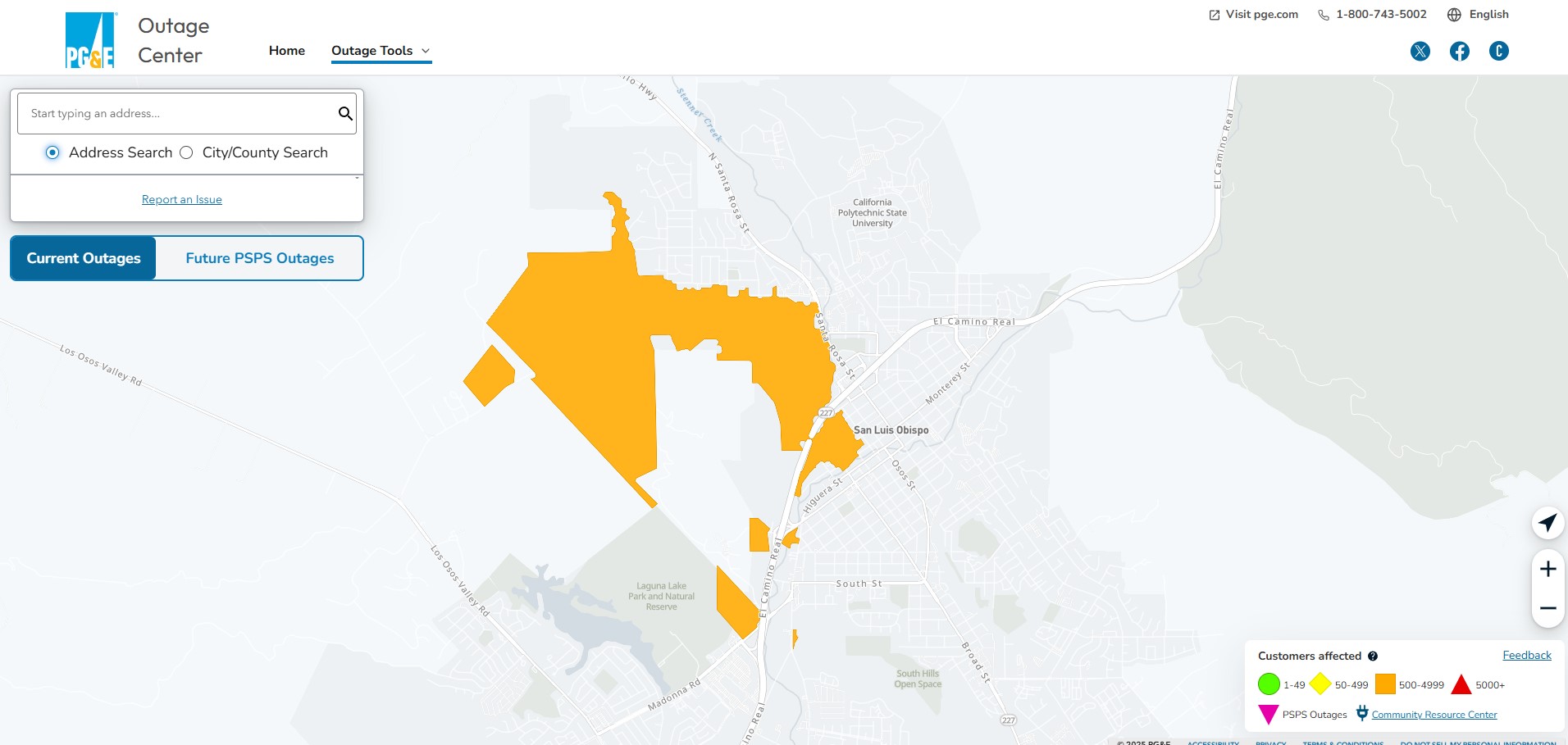 Over 1k PG&E customers affected by a power outage in San Luis Obispo