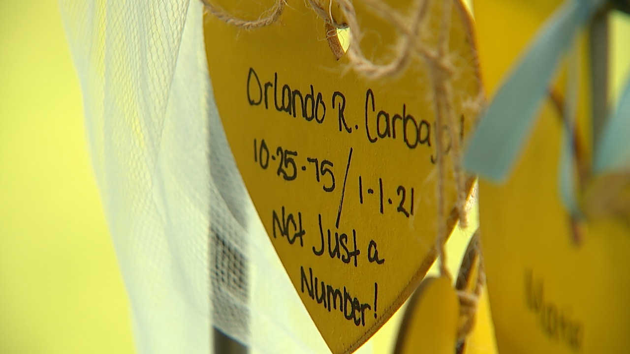 Yellow heart at COVID-19 remembrance gathering