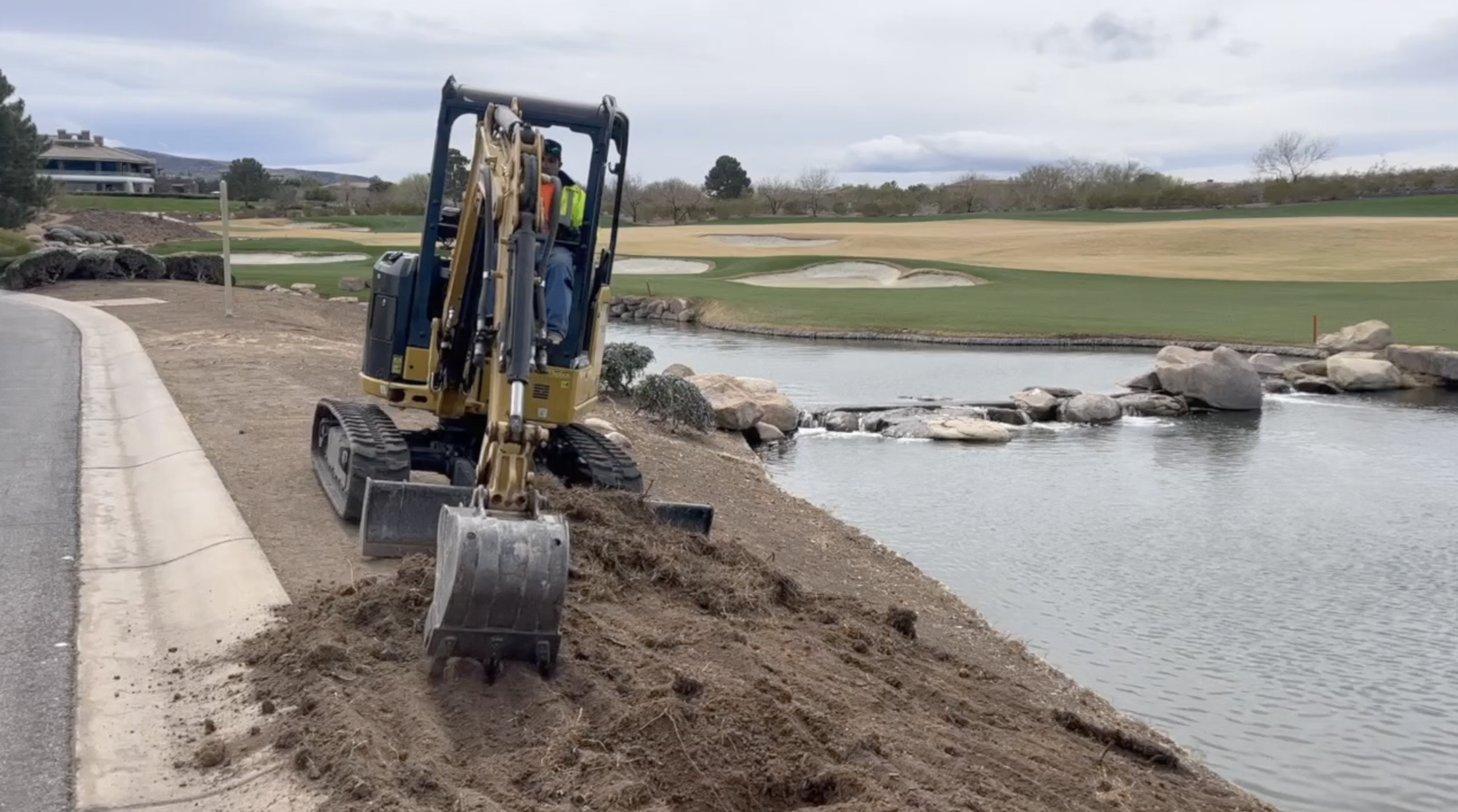 Landscapers remove grass from Anthem Country Club Golf Course ahead of water cuts passed by the Henderson City Council for 2024.