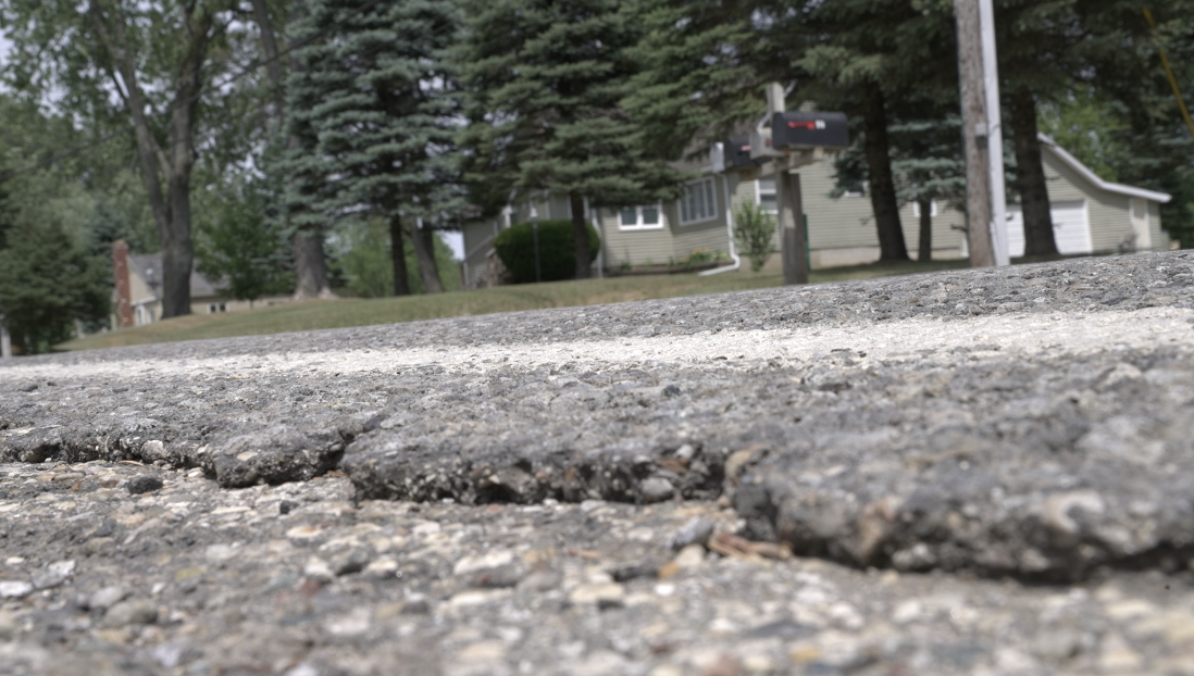 Cracked pavement