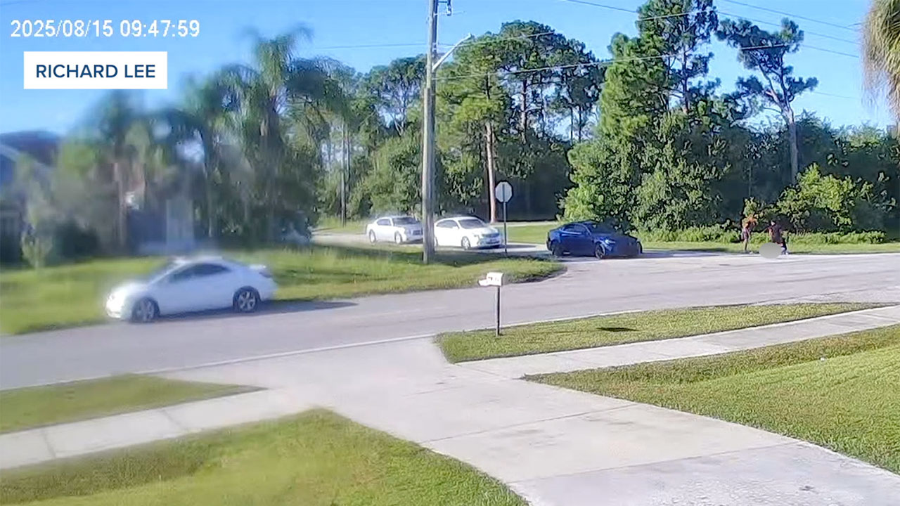A resident Ring doorbell camera captured the moments before and after a child was hit by a car near a bus stop in Port St. Lucie on Aug. 15, 2025.