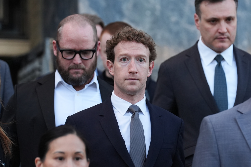 Meta CEO Mark Zuckerberg leaves after testifying in a landmark trial over whether social media platforms deliberately addict and harm children, Wednesday, Feb. 18, 2026, in Los Angeles.