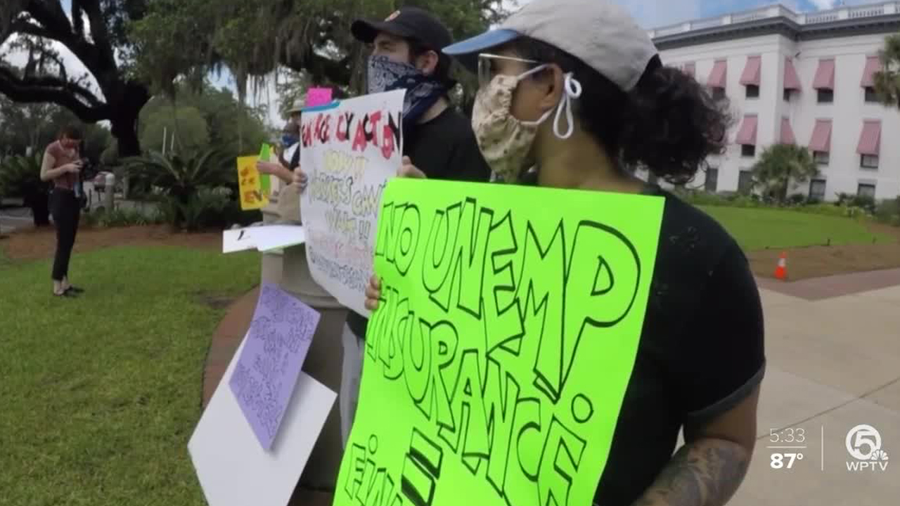 Protester across Florida held demonstrations on June 10, 2020, urging reform to the state's unemployment system.