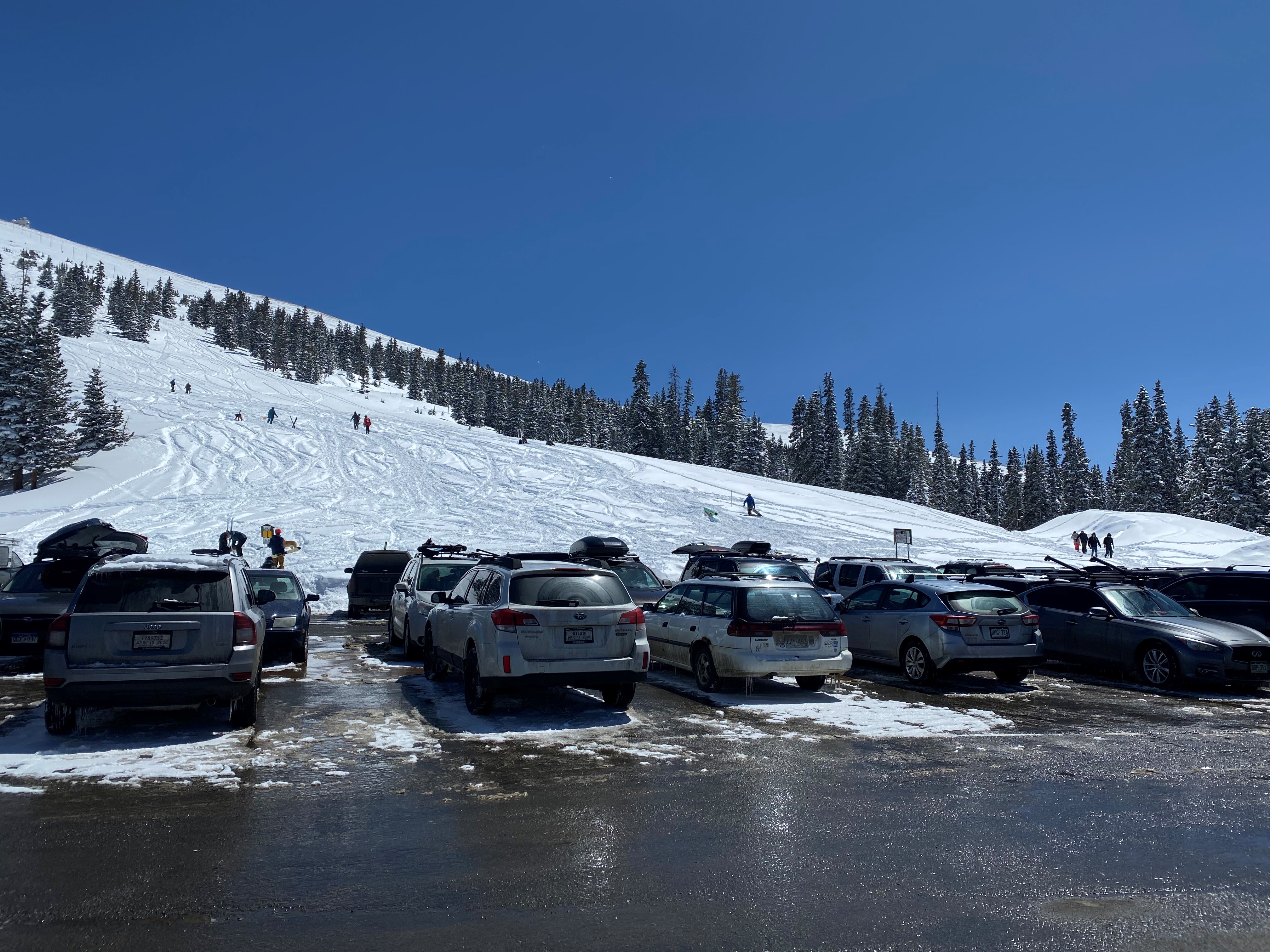 Full Parking Lot at Berthoud Pass
