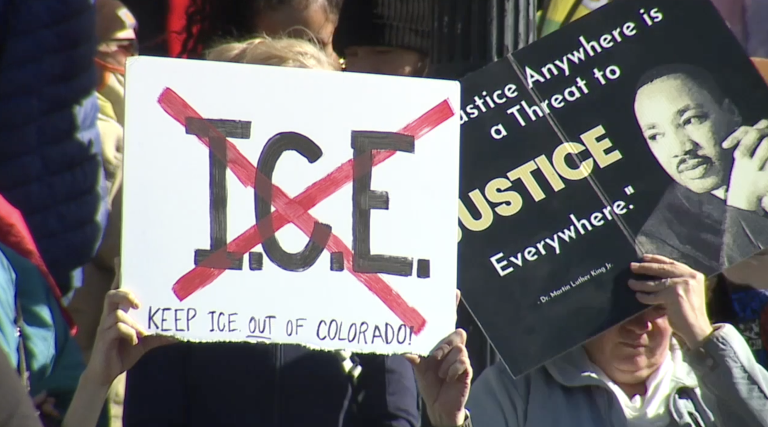 Protesters have gathered to oppose ICE enforcement operations in the Denver metro in February.