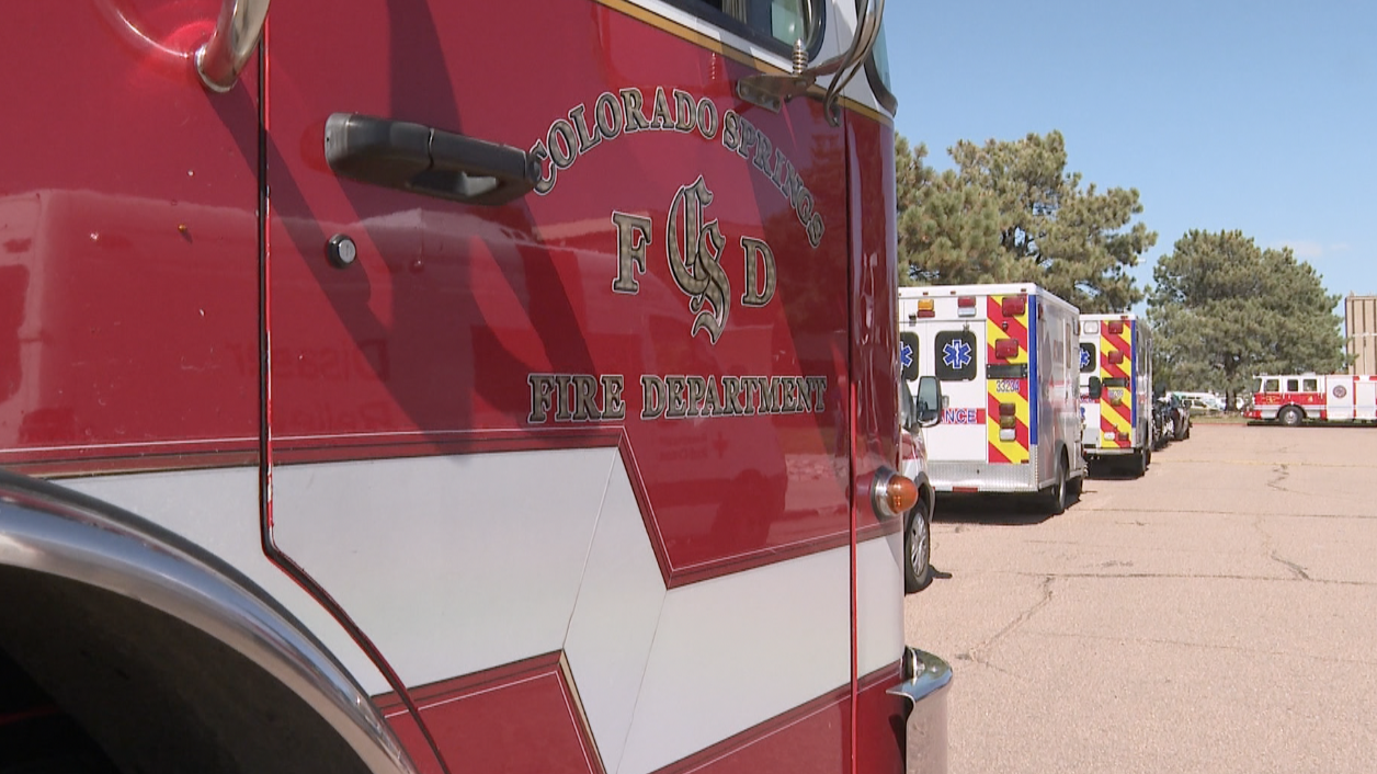 Photo of Colorado Springs Fire Department outside of Harrison High School