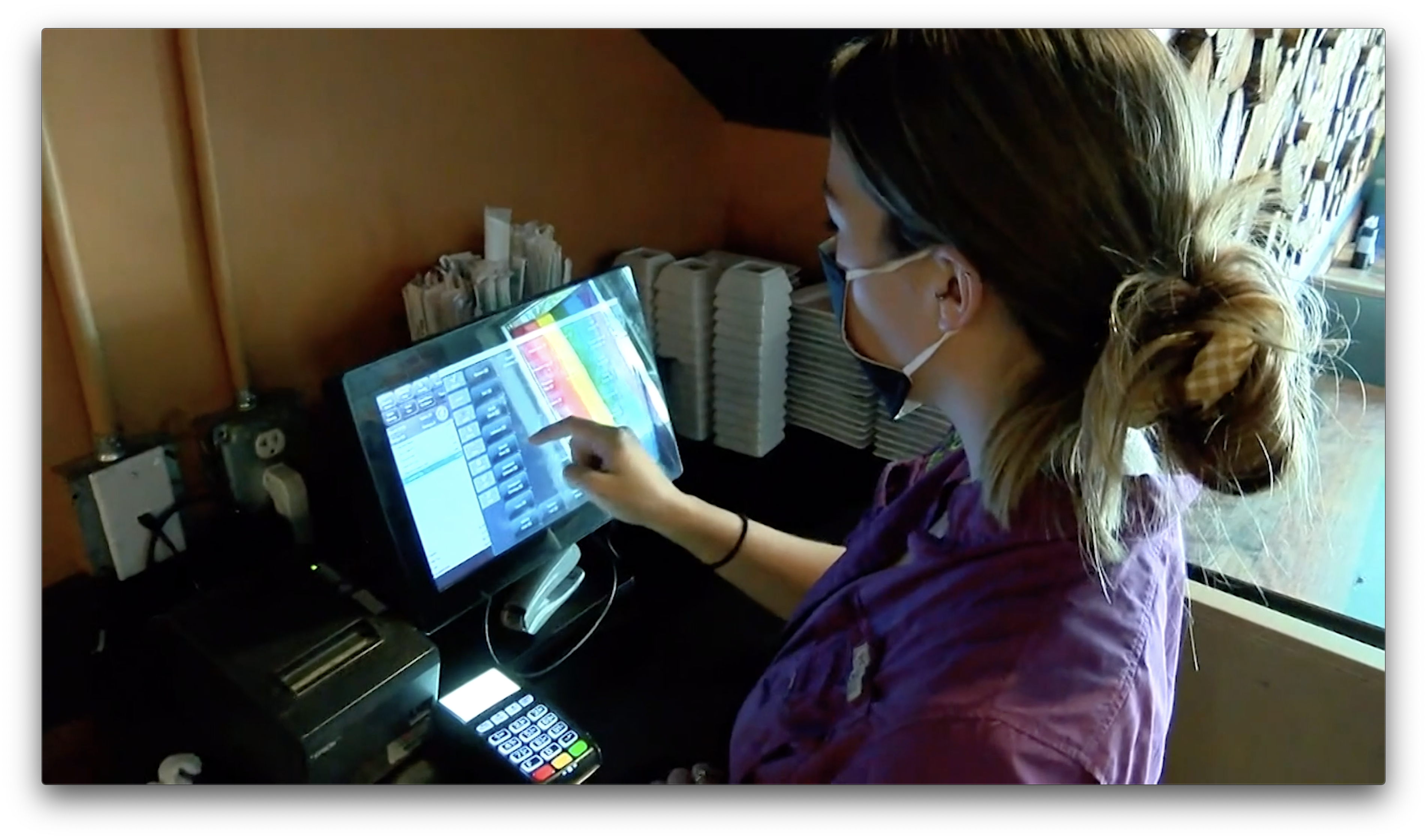 Masked cashier