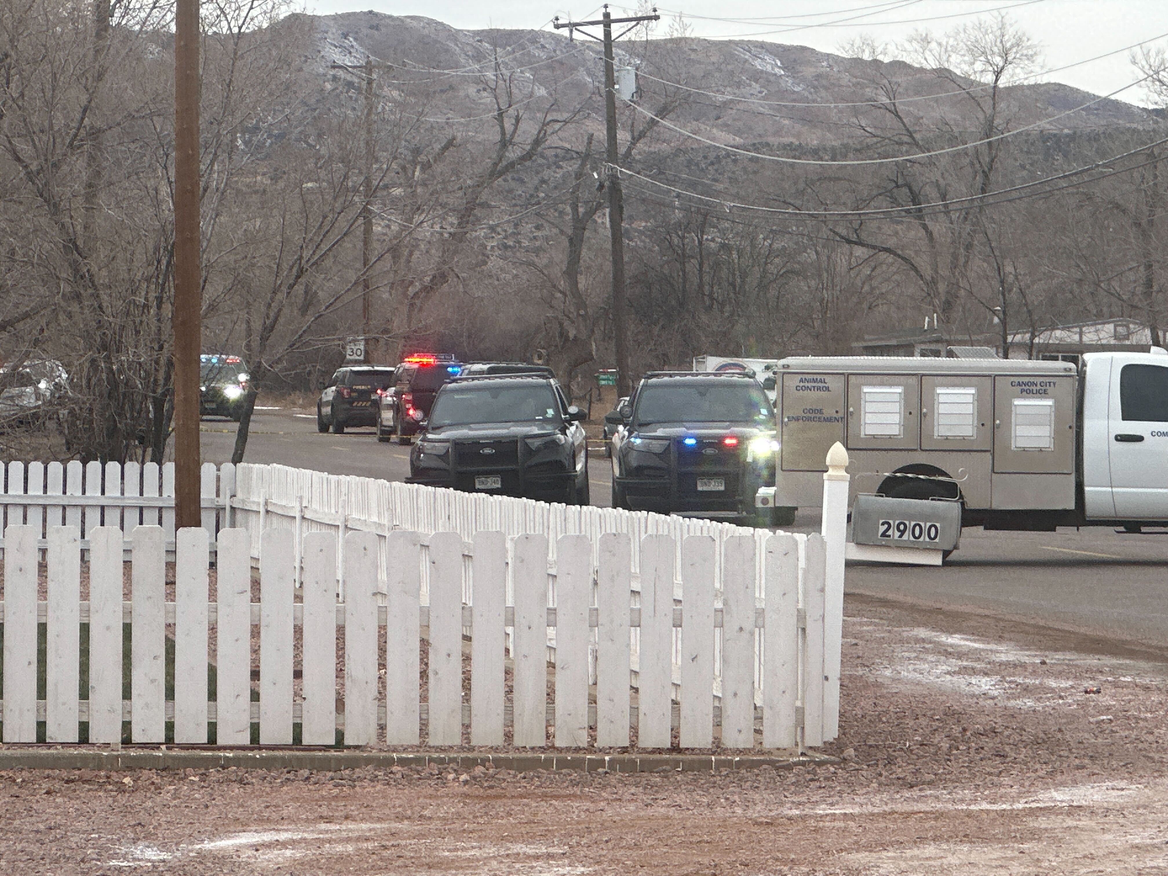 picture from the scene as police look for suspect in a police pursuit. 