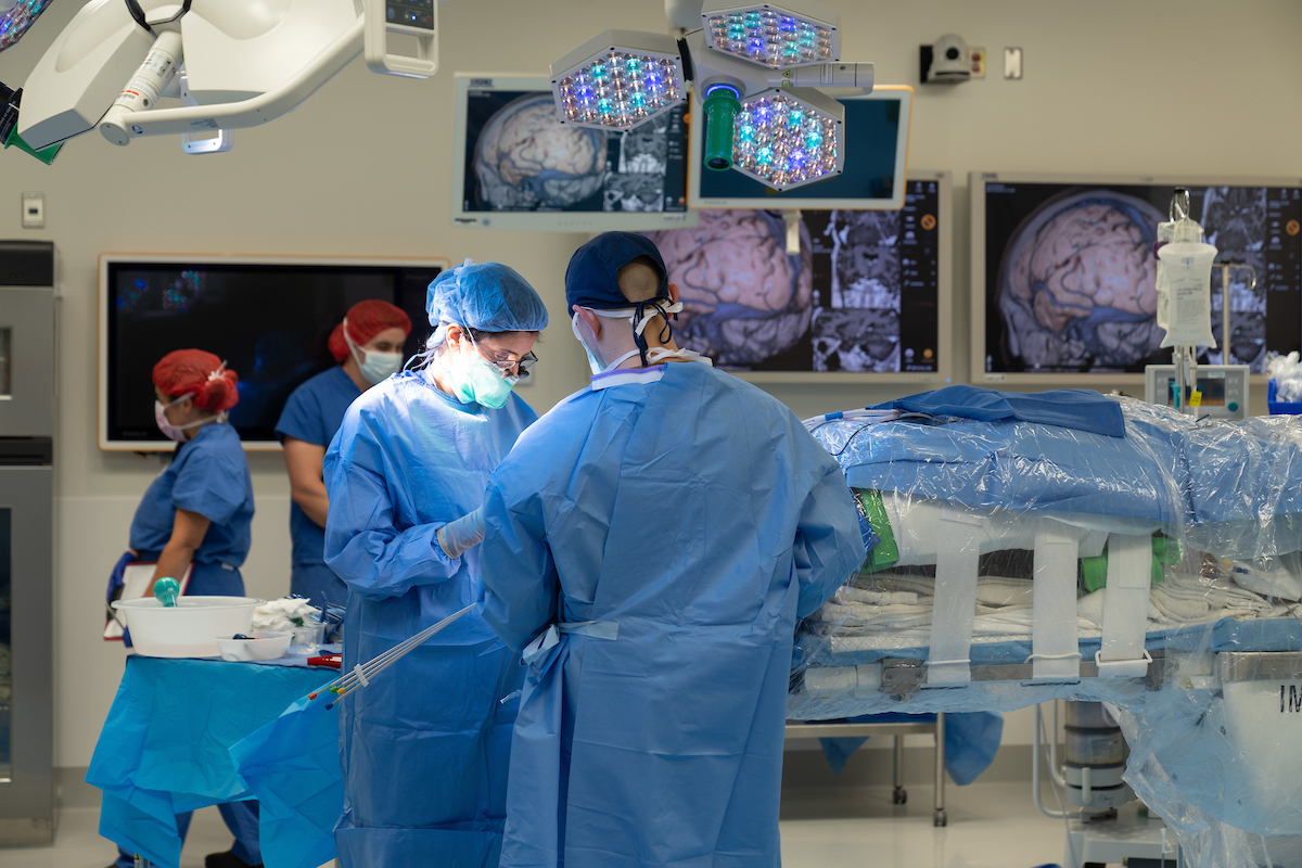 Neurosurgery in process at UCSD Health