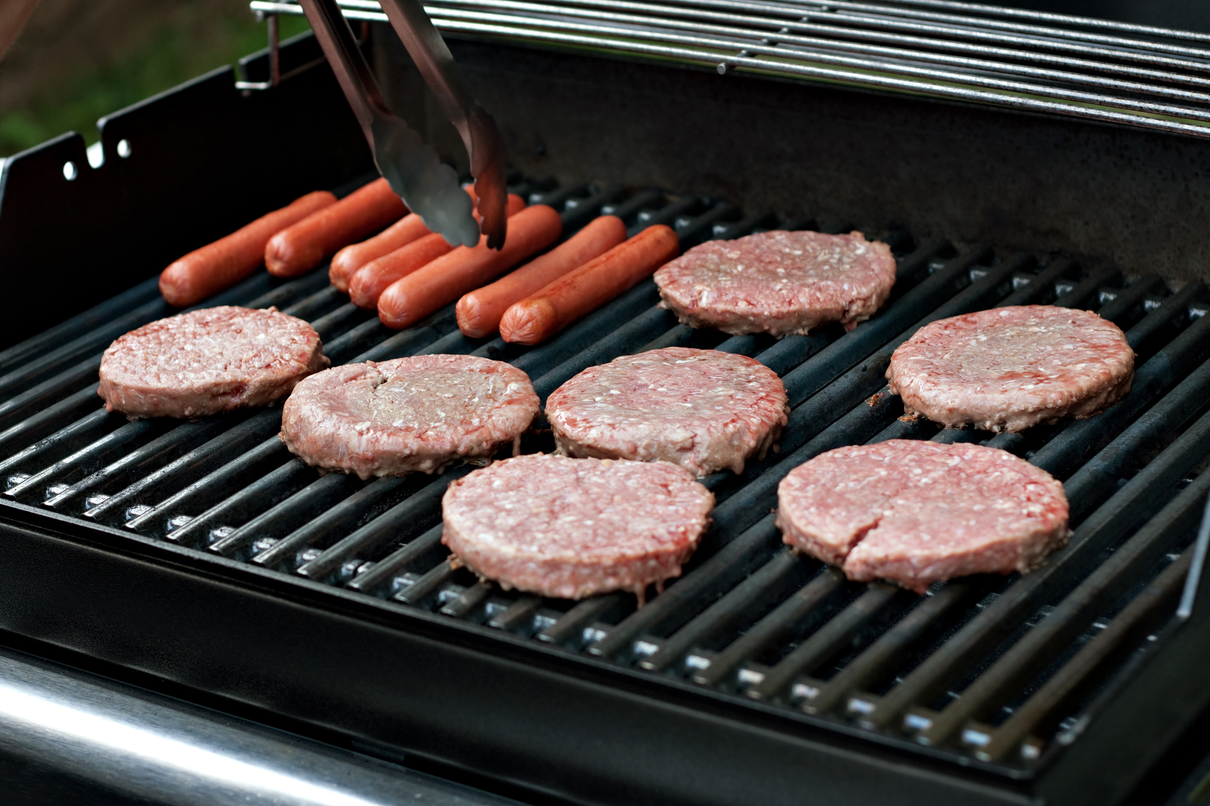 Hot Dogs and Hamburgers on the Grill