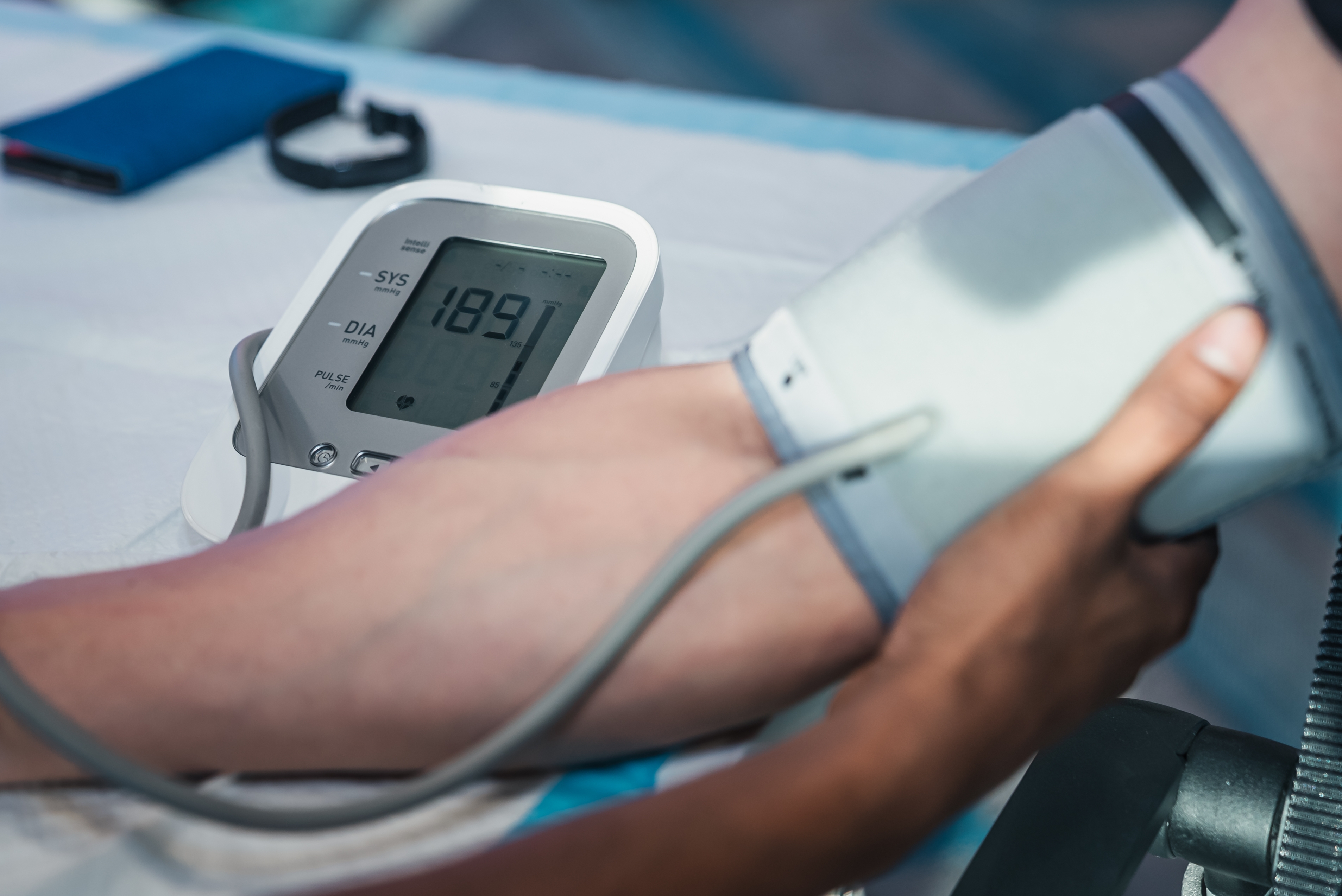 A person getting a blood pressure reading.