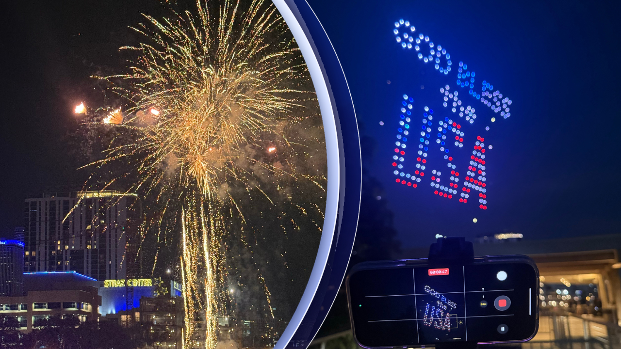 Thousands gathered along the Hillsborough River for food, fun and a spectacular new addition to the city's Independence Day festivities