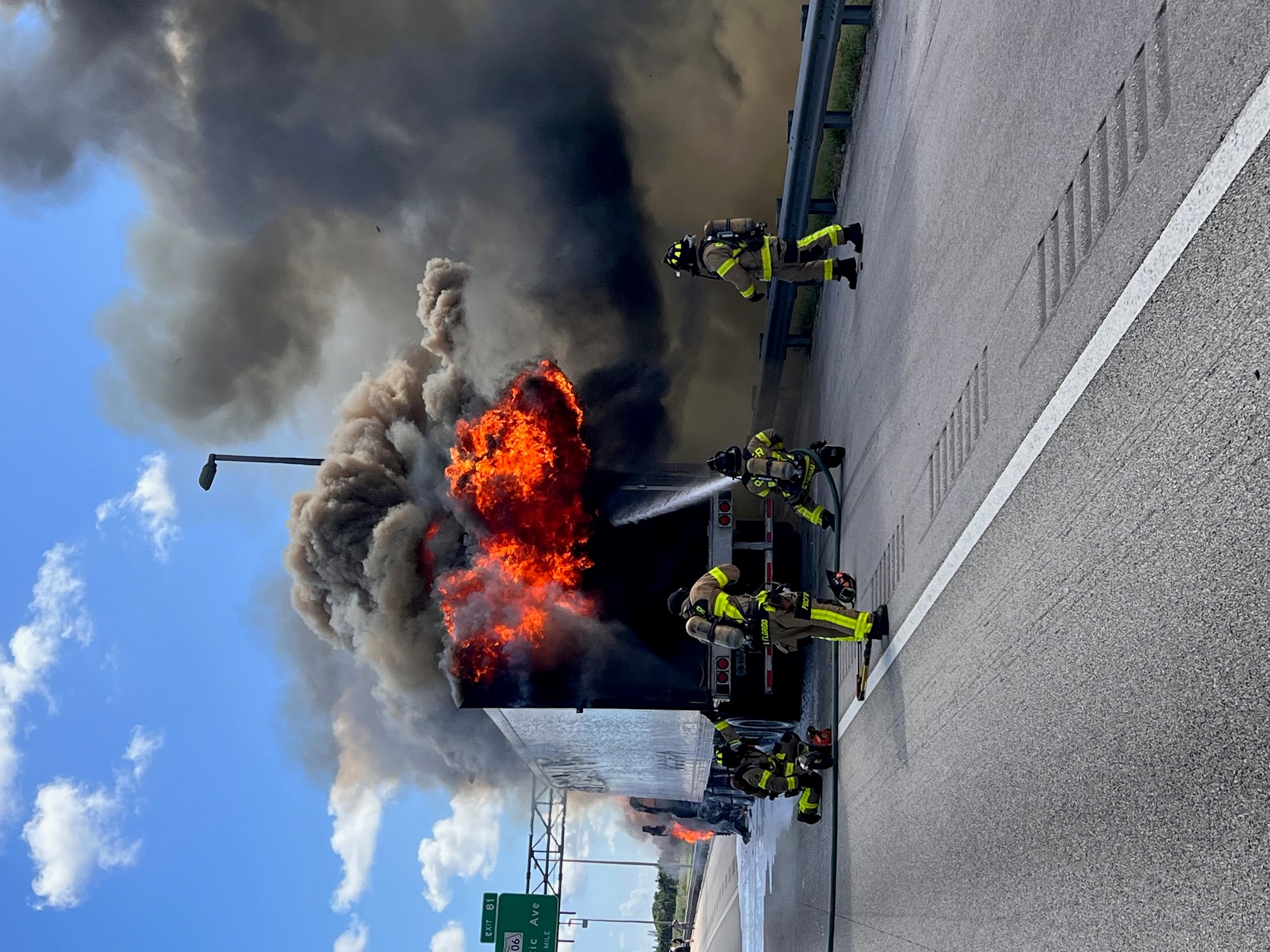 A tractor-trailer was on fire on Florida's Turnpike near Atlantic Avenue west of Delray Beach. Oct. 4, 2023