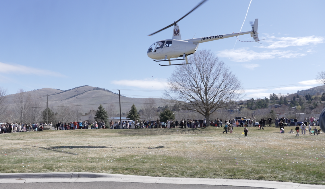 Helicopter drops Easter eggs for Missoula families to enjoy