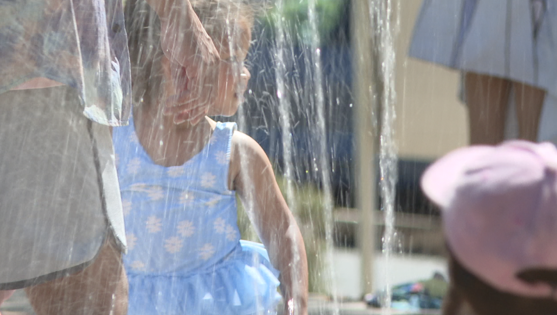 Kids enjoying one of the splash pads in San Marcos. 