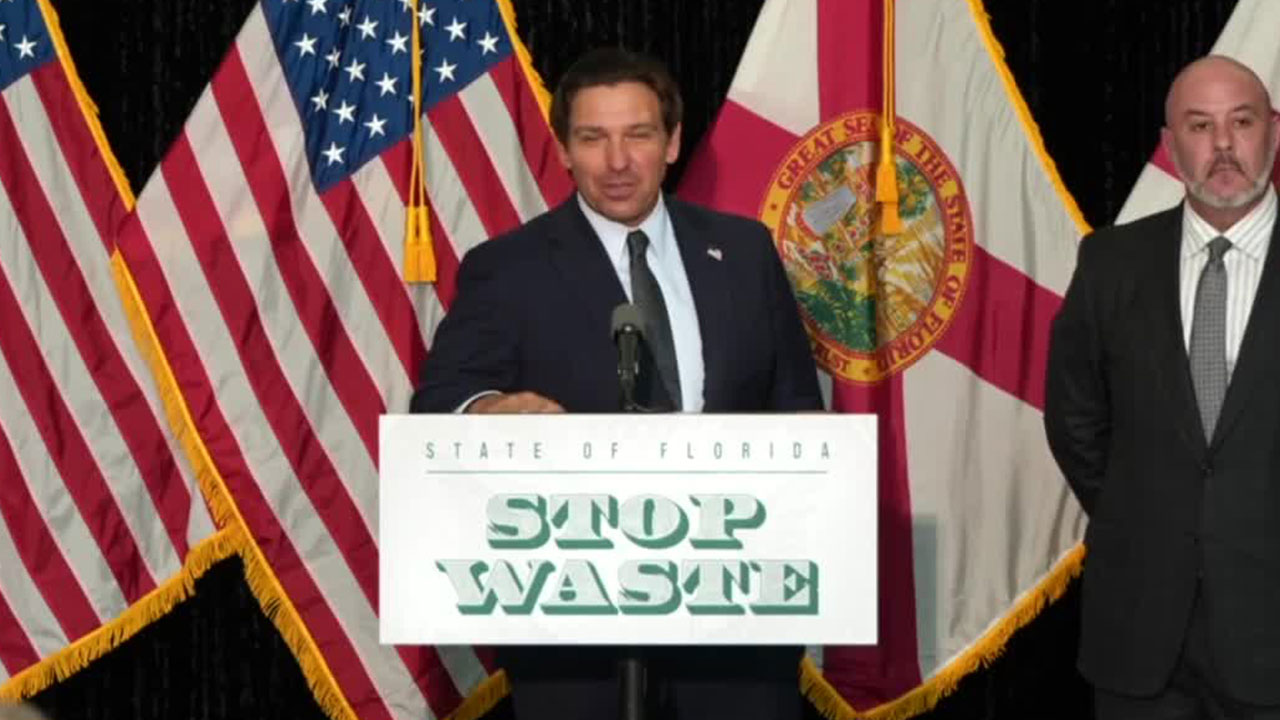 Gov. Ron DeSantis speaks at a news conference held in Jacksonville on Oct. 1, 2025.